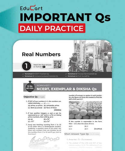 Educart One-shot Mathematics Standard CBSE Class 10 Question Bank 2025-26 on new Syllabus 2026 (Strictly for Boards Exam)