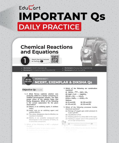 Educart CBSE Class 10 Science One Shot Question Bank 2026–27 | Chapter-wise NCERT Practice, PYQs & Competency-Based Qs | Latest CBSE Syllabus & Pattern | Theory Maps For 2027