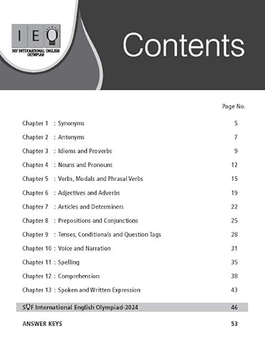 MTG International English Olympiad (IEO) Workbook Class 8 - Chapterwise MCQs, Previous Years Solved Paper & Achievers Section - SOF Olympiad Books For 2025-26 Exam