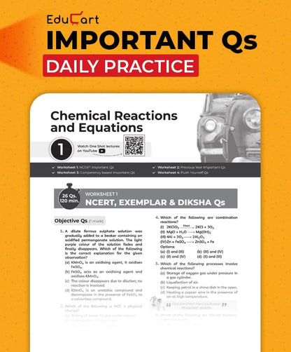 Educart One-shot Science CBSE Class 10 Question Bank 2025-26 on new Syllabus 2026 (Strictly for Boards Exam)