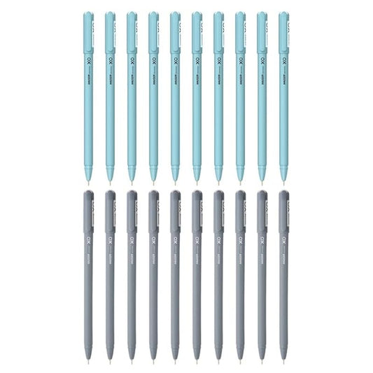 Hauser XO Ball Pen Combo Pack | Solid Body Type With Ultra Durable Tip | 10 Pcs Blue Ink & 10 Pcs Black Ink