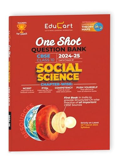 Educart CBSE Class 10 SOCIAL SCIENCE One Shot Question Bank 2024-25 (Updated for 2025 Exam) | SST