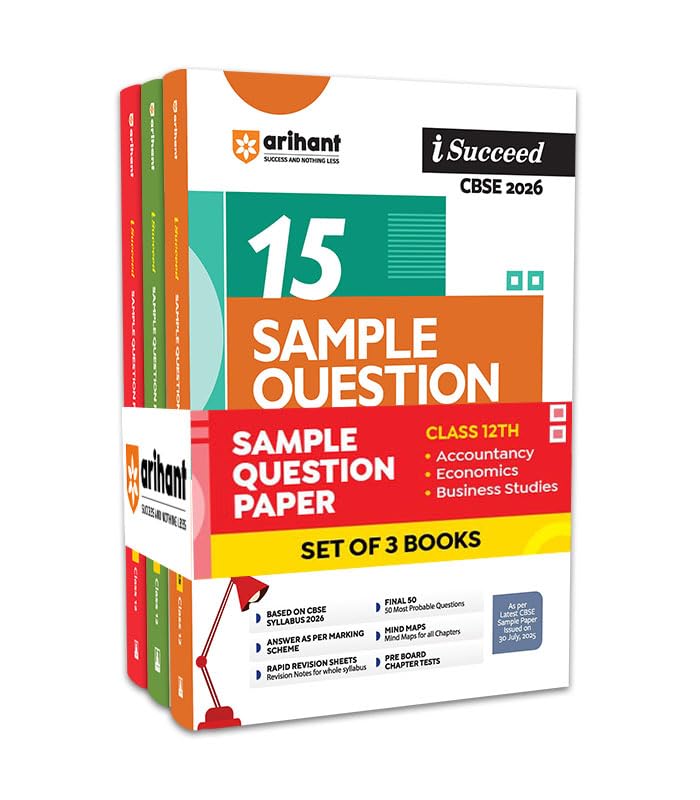 Arihant I Succeed CBSE Sample Question Papers Class 12 Exam 2026 | Accountancy, Economics,Business Studies Set of 3 Books | 15 Sample Papers with Solutions | Based on Latest CBSE Syllabus 2025-26
