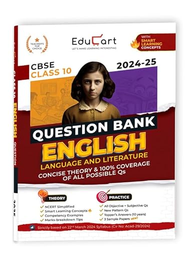 Educart CBSE Question Bank Class 10 English 2024-25 (As per latest CBSE Syllabus 23 Mar 2024)