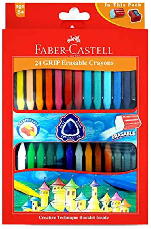 Faber-Castell Grip Erasable Crayon Set - Pack of 1 (Assorted) | 24 Colour