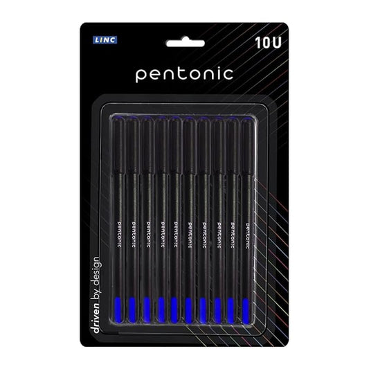 Pentonic 0.7 mm Ball Pen Blister Pack | Black Body | Blue Ink | Set of 10 Pens