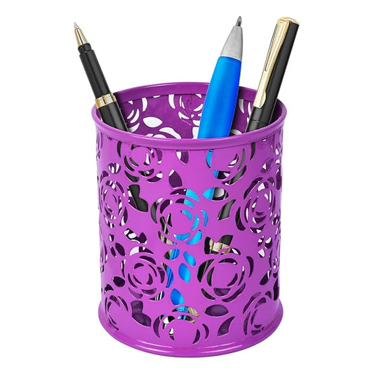 SAYA Metal Pen Stand - Desk Organizer | Pen holder Perfect for Office, School, and Home | Ideal for Pens, Pencils, and Markers | Available in Random Colors