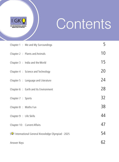 MTG International General Knowledge Olympiad (IGKO) Workbook Class 1 - Chapter-wise MCQs with Achievers Section - SOF Olympiad Books For 2026-27 Exam