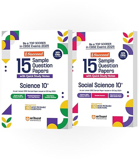 Arihant I-Succeed CBSE Sample Paper Class 10th (2024-2025) Science & Social Science | Combo Set of 2 Books for Exam 2025