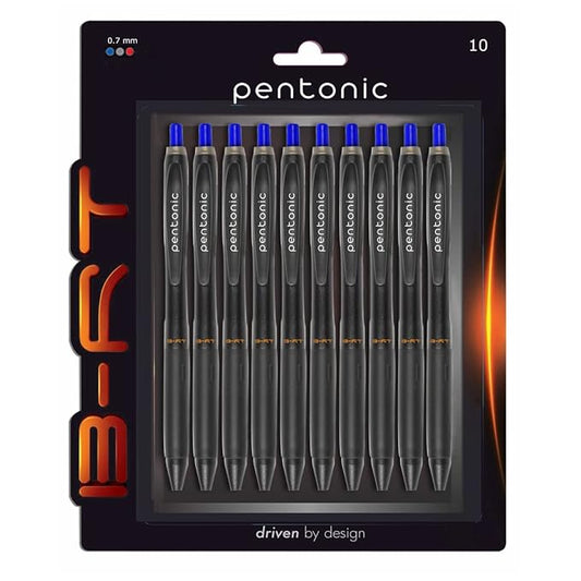 Pentonic B-RT 0.7mm Retractable Ball Pen Blister Pack | Blue Ink | Set of 10