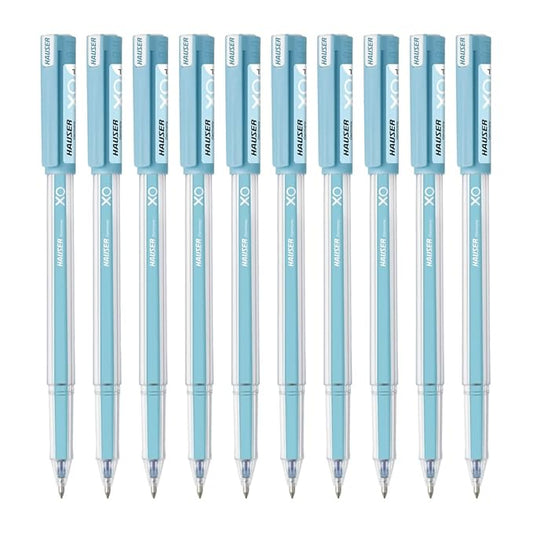 Hauser XO Jumbo Gel Pen Box Pack | Water Proof Ink For Smooth Flow System | Comfortable Grip With Smudge Free Writing | Smooth, Sturdy & Refillable Pen | Blue Ink, Pack of 10 Pens