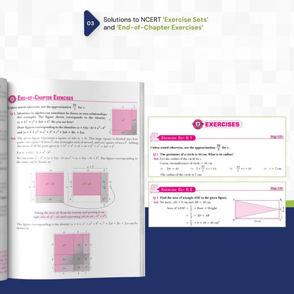 Xam idea NCERT Solutions Mathematics Class 9 (Ganita Manjari Part-1) | CBSE 2026-27 | Solved ‘Think and Reflect’ & ‘Think, Draw and Infer’ Questions | ... Exercise Sets & End-of-Chapter Exercises