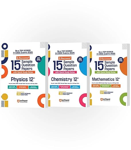 Arihant I-Succeed CBSE Sample Paper Class 12th (2024-2025) Physics, Chemistry & Maths | Combo Set of 3 Books for Exam 2025