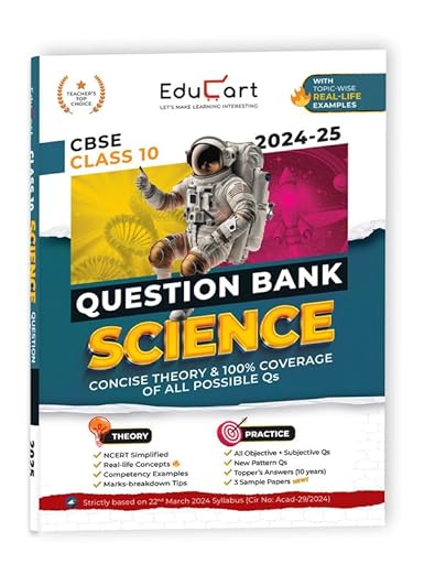 Educart CBSE Question Bank Class 10 Science 2024-25 for 2025 Board Exam (As per latest CBSE Syllabus 23 Mar 2024)