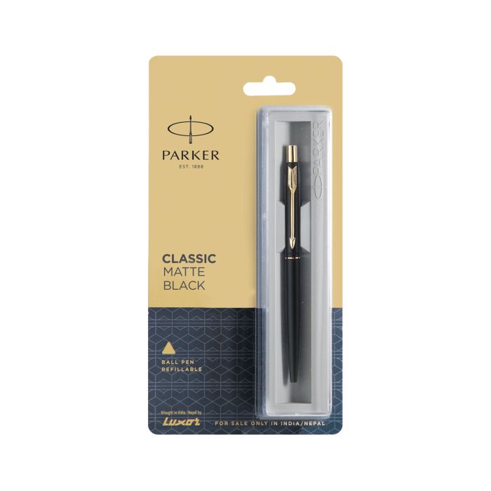 Parker Classic Matte Black Gold Trim Ball Pen