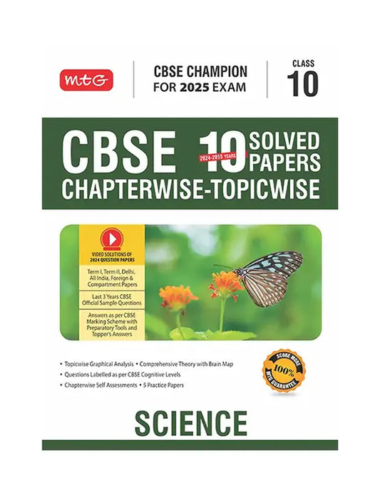 MTG Science CBSE 10 Years (2024-2015) Chapterwise Topicwise Solved Papers for Class 10