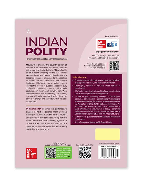 Indian Polity for UPSC (English) |7th Edition |Civil Services Exam | State Administrative Exam