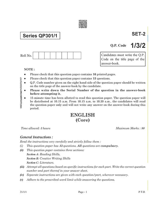 Oswaal Books – English Core, CBSE Exam Rehearsal for Class 12 (2025 Exam)