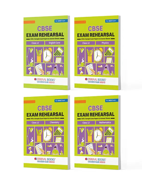 Oswaal Books – English | Physics | Chemistry & Mathematics (Set of 4 Books), CBSE Exam Rehearsal for Class 12 (2025 Exam)