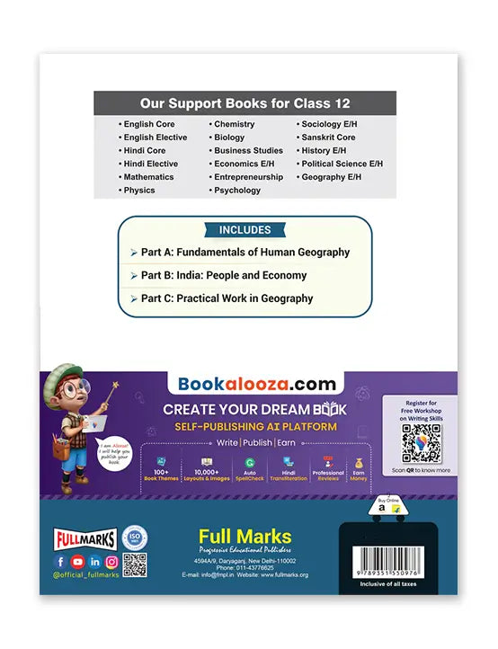 Full Marks GEOGRAPHY CBSE Support Book Class 12 | NCERT Solutions | Question Bank | Reference Books | Help Books | Chapterwise Solutions | NCERT Textual Questions | Study Material | Practice Material