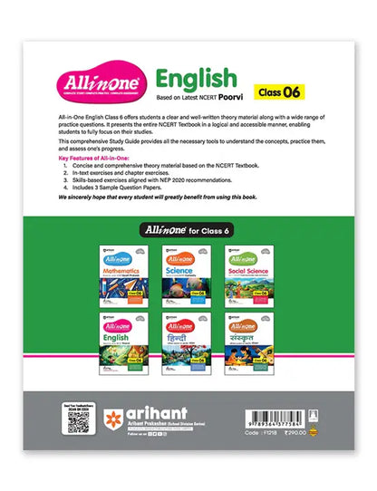 ARIHANT ALL IN ONE ENGLISH FOR CLASS 6TH | 6TH 2025
