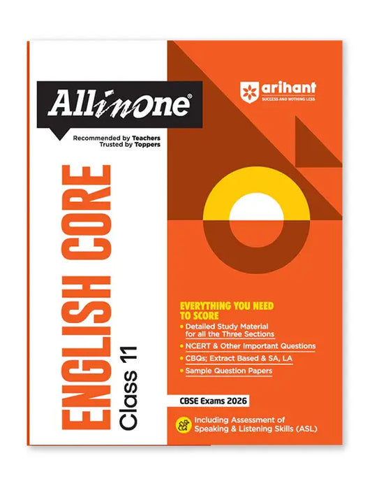 Arihant – English Core, All In One Textbook | NCERT & Other Questions, CBQs, Sample Papers | Including Assessment of Speaking & Listening Skills | Exam 2025-26 | for Class for 11
