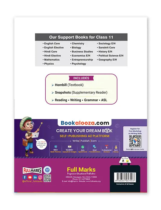 Full Marks – English Core, Complete Study Material | Comprehensive Support through Study materials and Practice exercises for Class 11 | 2025-26