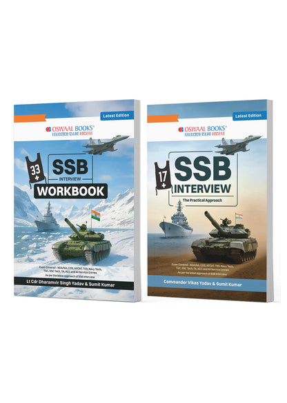 Oswaal SSB Interview Set of 2 English Medium | Interview Workbook + The Practical Approach | Psychology (TAT, WAT, SRT), GTO Tasks & Personal Interview | NDA, CDS, AFCAT, TES, Navy, ACC | For 2026-27 Exams