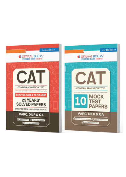 Oswaal CAT 25 Years' Solved Papers + 10 Mock Test Papers (Set of 2 Books) | For 2026 Exam