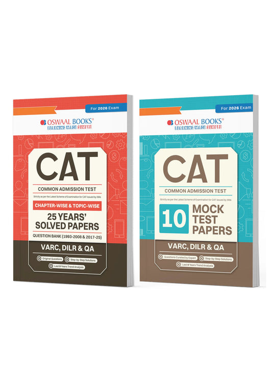 Oswaal CAT 25 Years' Solved Papers + 10 Mock Test Papers (Set of 2 Books) | For 2026 Exam