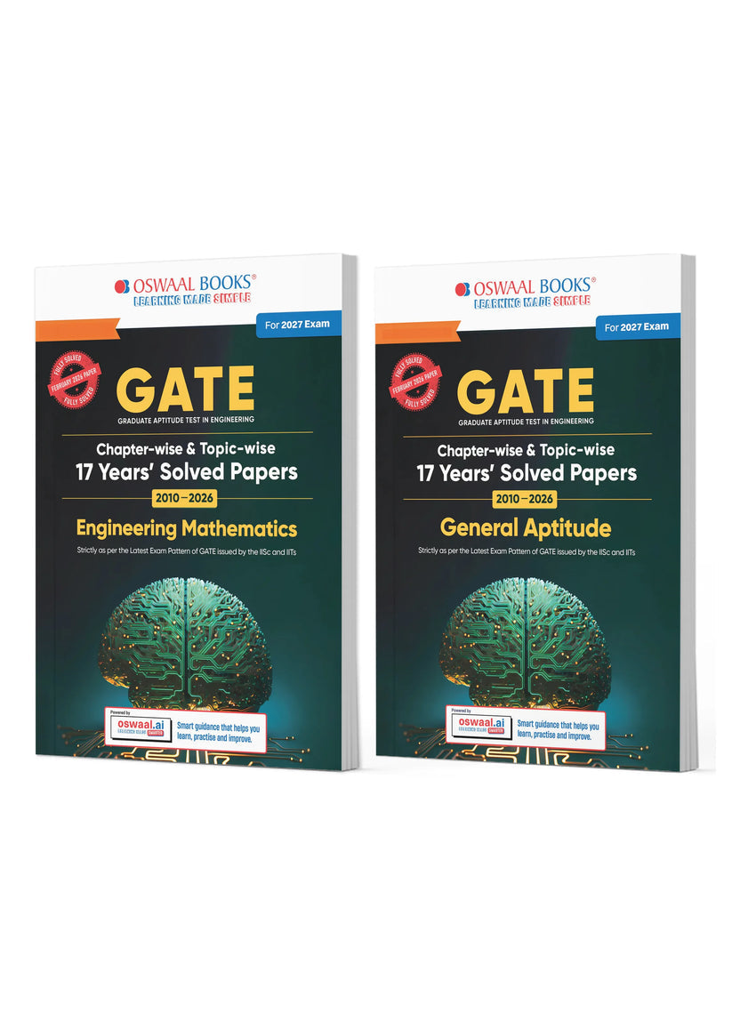 Oswaal GATE General Aptitude & Engineering Mathematics Set of 2 | 17 Years' Chapter-wise & Topic-wise Solved Papers | 2010-2026 | All Streams: CS, EC, EE, ME, CE, IT | For 2027 Exam