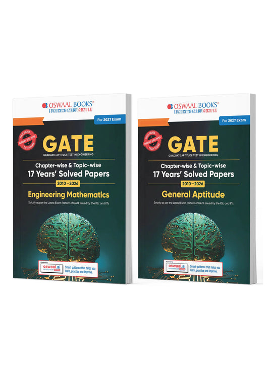 Oswaal GATE General Aptitude & Engineering Mathematics Set of 2 | 17 Years' Chapter-wise & Topic-wise Solved Papers | 2010-2026 | All Streams: CS, EC, EE, ME, CE, IT | For 2027 Exam