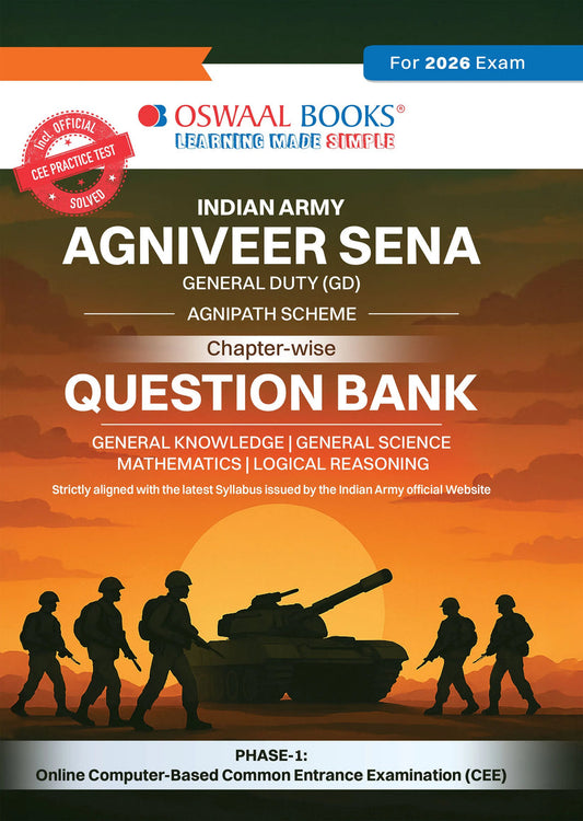 Oswaal Indian Army Agniveer GD (General Duty) Chapter-wise Question Bank English Medium | Agnipath Scheme | General Knowledge, General Science, Maths & Reasoning | 1600+ Questions | For 2026 Exam