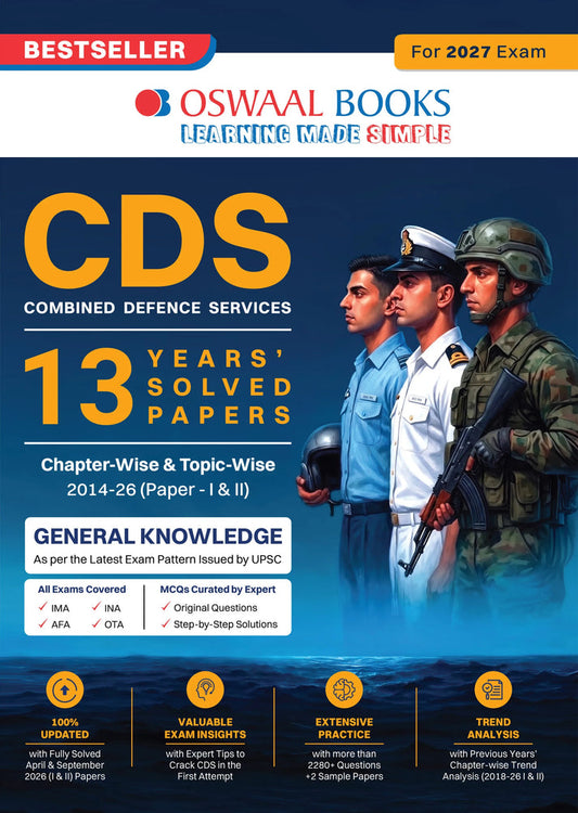 Oswaal CDS 13 Years Chapterwise & Topicwise Solved Paper (2014–2026 I & II) | General Knowledge | For 2027 Exam | with Oswaal AI