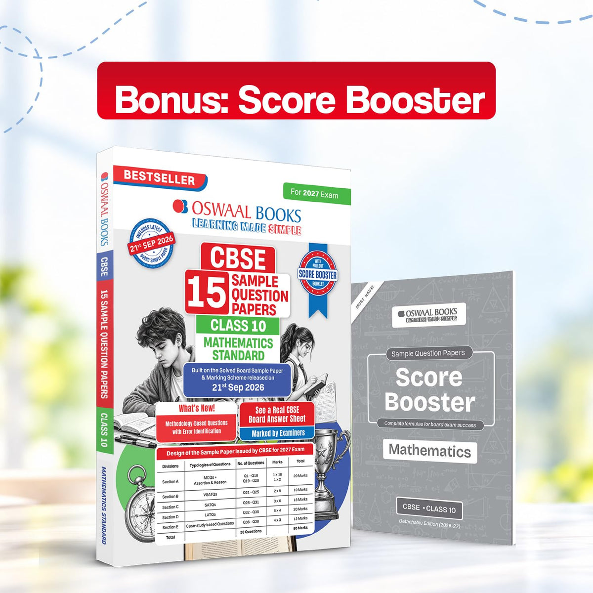 Oswaal CBSE 15 Sample Question Papers Class 10 Board Exam English, Science, Social Science & Maths Standard (Set of 4 Books) 2026-27 based on latest CBSE SQP dated (21 Sep 2026) | With Oswaal AI