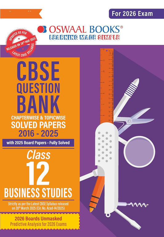 Oswaal CBSE Question Bank Chapterwise and Topicwise SOLVED PAPERS Class 12 Business Studies For Exam 2026