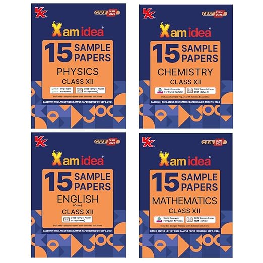 Xam idea cbse Sample Papers Class 12 English, Mathematics, Physics & Chemistry - Set of 4 Books - Latest for 2025 Examination