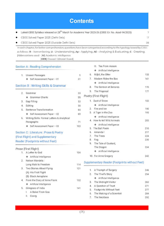 Oswaal CBSE Question Bank Chapterwise and Topicwise SOLVED PAPERS Class 10 ENGLISH LANGUAGE & LITERATURE For Exam 2026