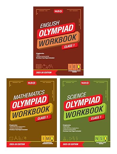 MTG Class-1 NSO-IMO-IEO (Science, Mathematics & English) Olympiad Workbook Combo (Set of 3 Books) | MCQs, & Achievers Section - SOF Olympiad Books For 2025-26 Exam