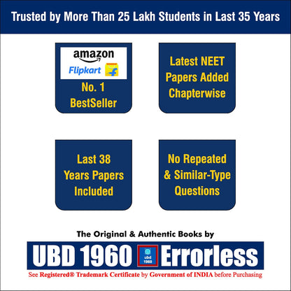 UBD1960 Errorless Biology for NEET as per NMC (Coloured Paperback+Smart E-book) Updated New Edition 2027 (2 volumes) Original Errorless Self Scorer with Trademark Certificate