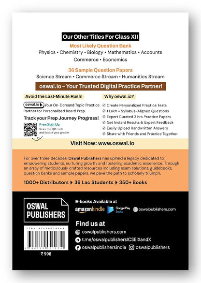 Gurukul by Oswal ISC Class 12 Commerce Stream 10 Years Solved Papers for 2027 Exam | Yearwise Board Papers 2016–2026 | Eng I & II, Hindi, Economics, Accounts, Commerce, BS, Math, Computer & Phy. Edu
