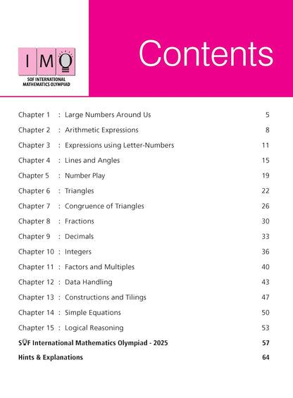 MTG International Mathematics Olympiad (IMO) Workbook Class 7 - Chapter-wise MCQs with Achievers Section - SOF Olympiad Books For 2026-27 Exam