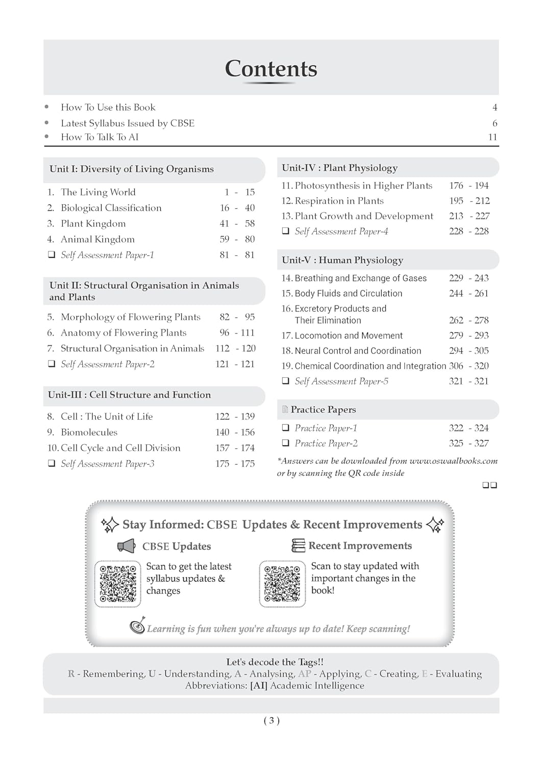 Oswaal CBSE Class 11 Biology Question Bank | Chapter & Topic-wise Solved Papers (2017–2026) | Based on Latest Syllabus (April 2026) | Includes 2026 Papers | For 2027 Exam
