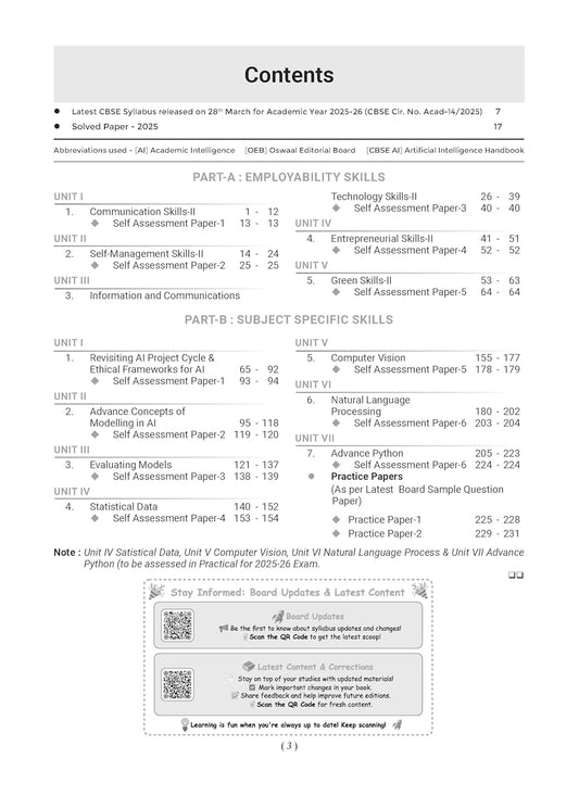 Oswaal CBSE Question Bank Chapterwise and Topicwise SOLVED PAPERS Class 10 Artificial Intelligence For Exam 2026