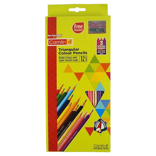 Camlin Triangular Colour Pencils - 12 Shades (Multicolor)