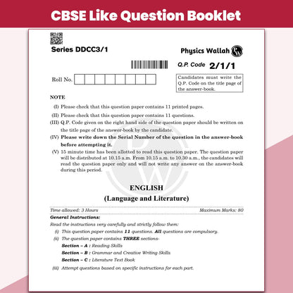PW CBSE 15 Sample Question Papers Class 10 Science, Maths Standard and English For 2027 Board Exam (New Pattern) | CBSE Like Question Booklet and Answer Sheets, Marking Stickers