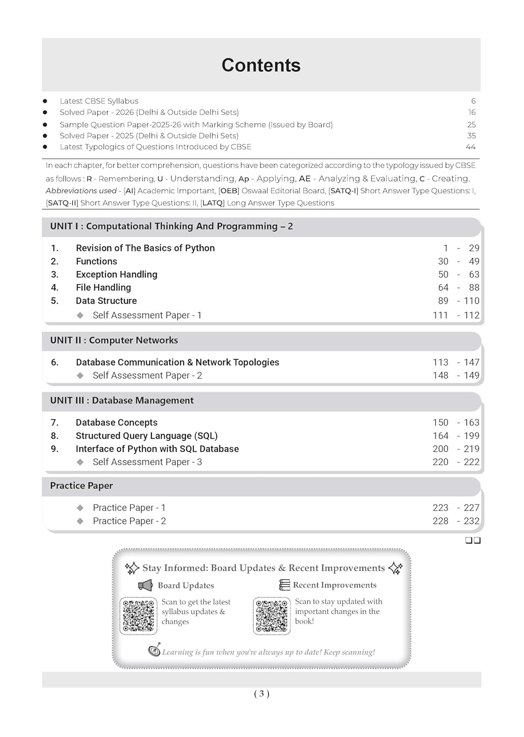 Oswaal CBSE Class 12 Computer Science Question Bank | Chapter & Topic-wise Solved Papers (2017–2026) | Based on Latest Syllabus (April 2026) | Includes 2026 Papers | For 2027 Exam
