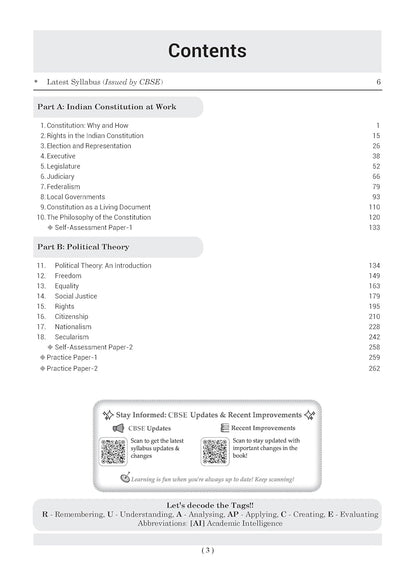 Oswaal CBSE Class 11 Political Science Question Bank | Chapter & Topic-wise Solved Papers (2017–2026) | Based on Latest Syllabus (April 2026) | Includes 2026 Papers | For 2027 Exam