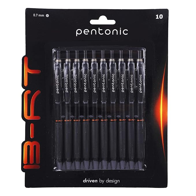 Pentonic B-RT 0.7mm Retractable Ball Pen Blister Pack | Black Ink | Set of 10