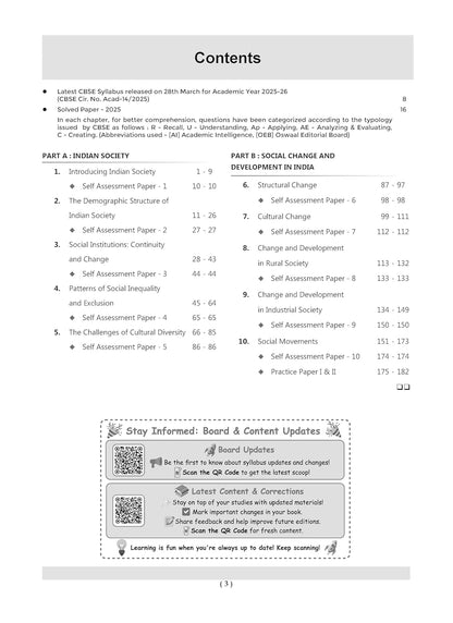 Oswaal CBSE Question Bank Chapterwise and Topicwise SOLVED PAPERS Class 12 Sociology For Exam 2026
